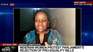 Nigerian women stage a protest against the rejection of several bills seeking gender equality