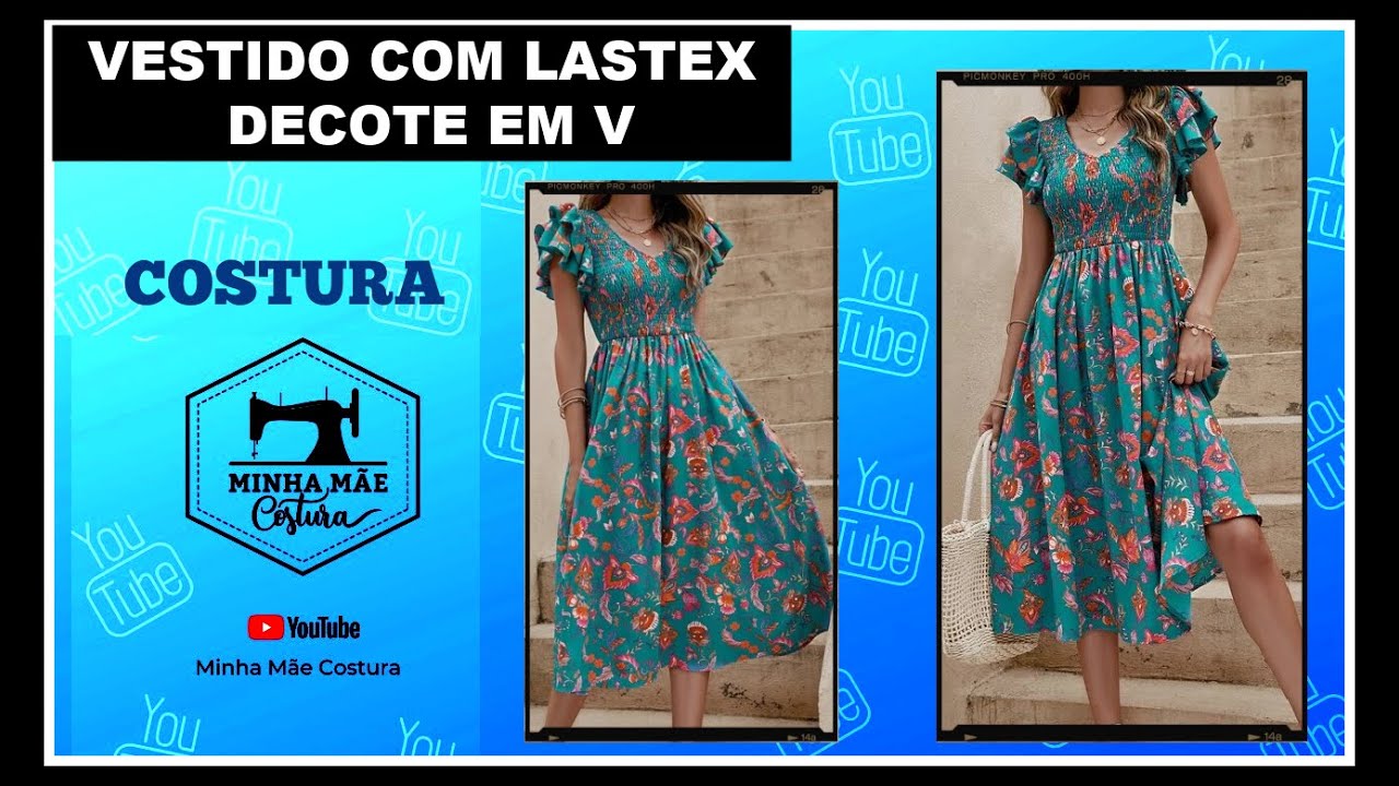 VESTIDO COM LASTEX DECOTE EM V - PASSO A PASSO DA COSTURA