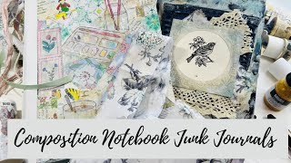 📘📔 2 Composition Notebook Junk Journals, #junkjournaljanuary, Creative journal, Journal with me