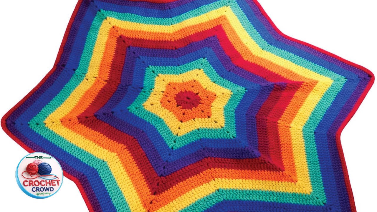 Урок по вязанию крючком пледа «Радужная звезда»