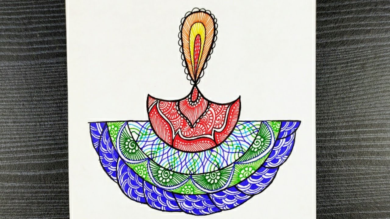 Diya Doodle Drawing How To Draw Diya Step By Step Diya Drawing