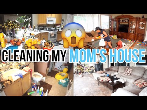 ALL DAY CLEAN WITH ME / ACTUAL MESSY HOUSE / CLEANING MOTIVATION  / SAHM / CLEANING MY MOM&rsquo;S HOUSE