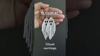 Ghost beaded earrings handmade, how to make seed bead ghost earrings