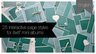 EN: 25 interactive page styles for 8x8' Mini Albums-Mega Bundle (Cutting guides/Tutorials/templates)