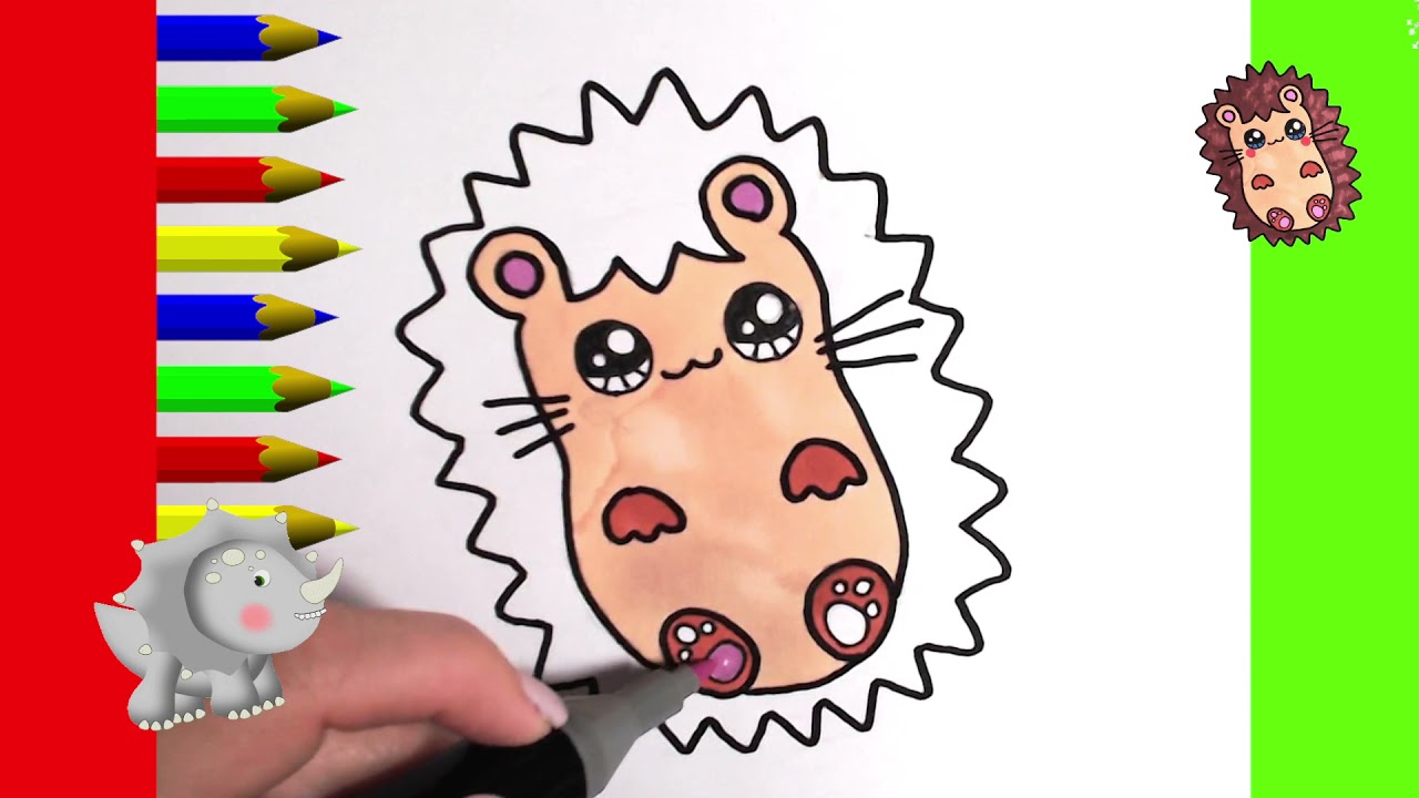 KAWAII COMO DESENHAR FOFO DESENHOS KAWAII Animais da floresta. ouriço da  Terra 🦔 