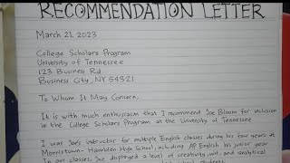 How to Write A Recommendation Letter for Students Step by Step | Writing Practices