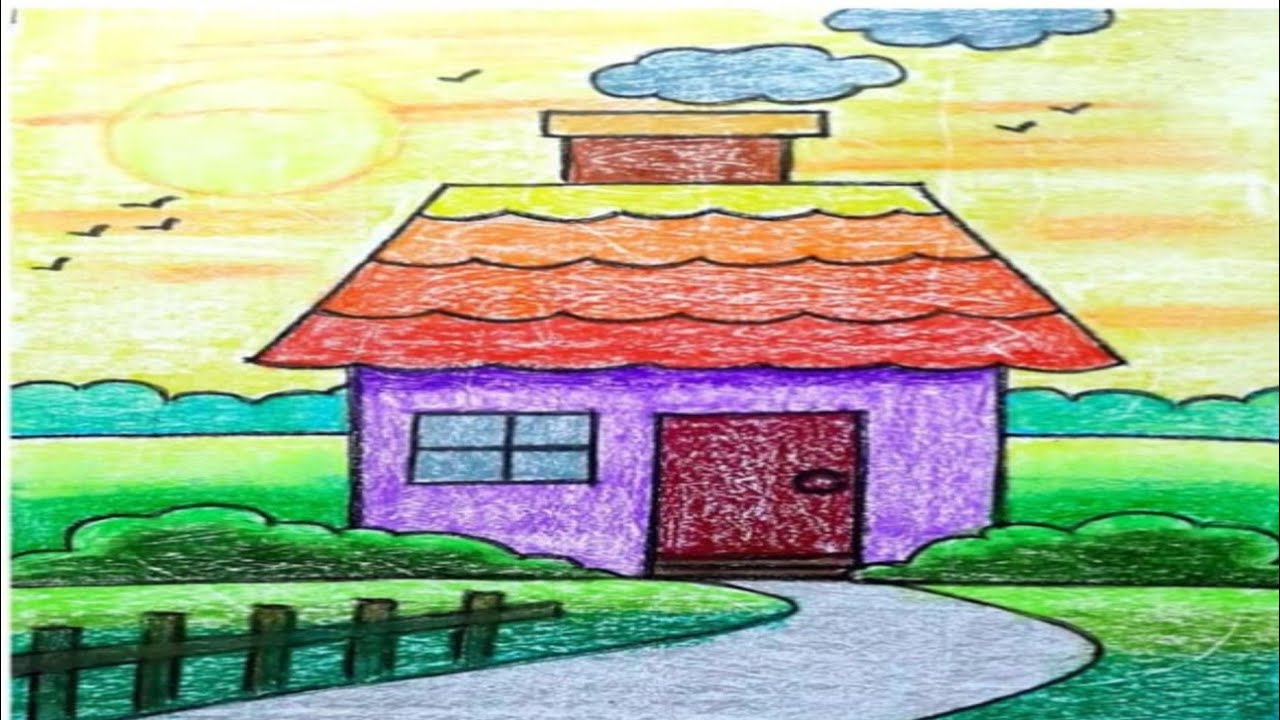 Simple House Drawing and Coloring for Kids | Easy Step by Step House Drawing Tutorial for Beginners