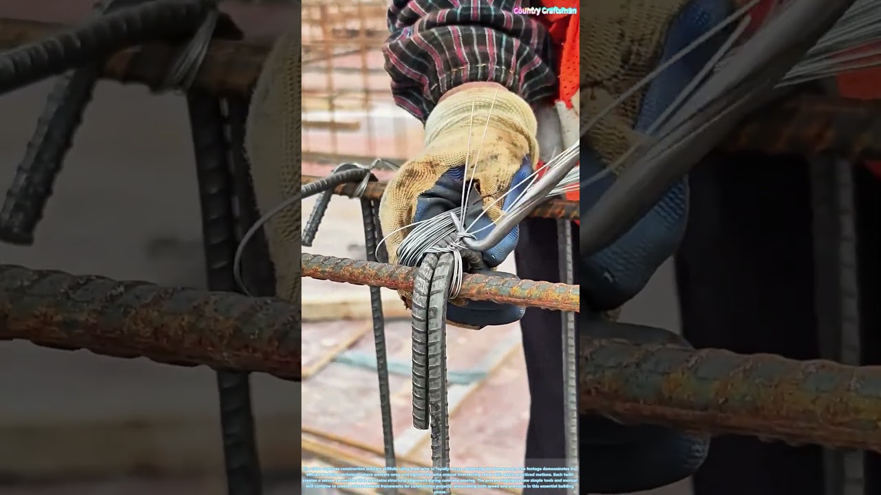 Steel Mastery: How Workers Secure Rebar Frames in Seconds