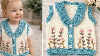 Yakası Fırfırlı Bebek Yeleği | Adım Adım Kolay Örgü Anlatımı