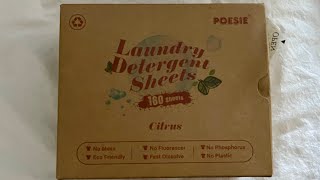 Review: Affordable Ecofriendly Poesie Laundry Detergent Sheets after 7 months. Link on description.
