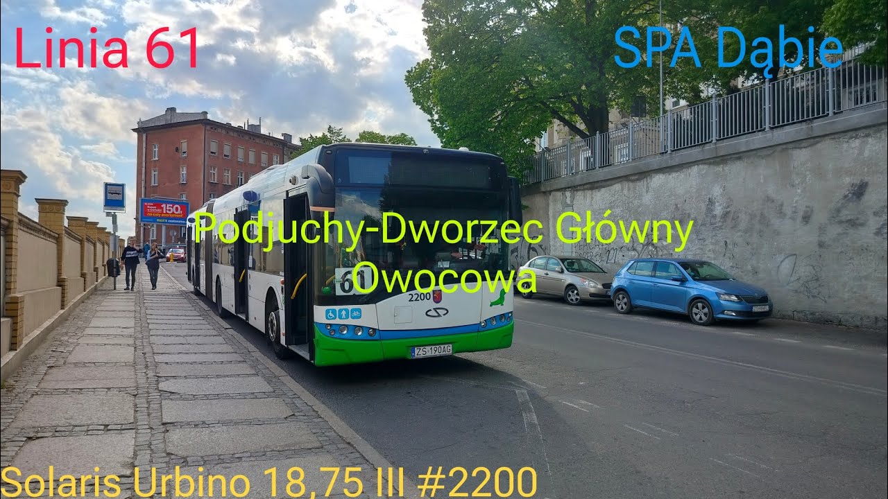 Szczecin Linia 61 Podjuchy-Dworzec Główny Owocowa Solaris Urbino 18,75 III #2200