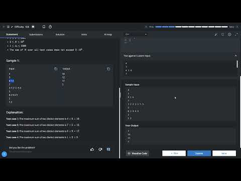 Find sum of Largest and Second Largest Element in Array. Day-2