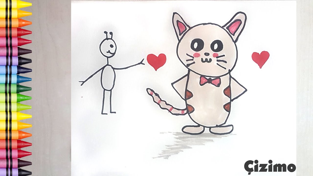 ÇİZİM VE BOYA / Kedi çizimi NASIL YAPILIR /Çocuklar için kolay çizim