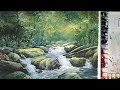 Forest Stream landscape Watercolor Painting