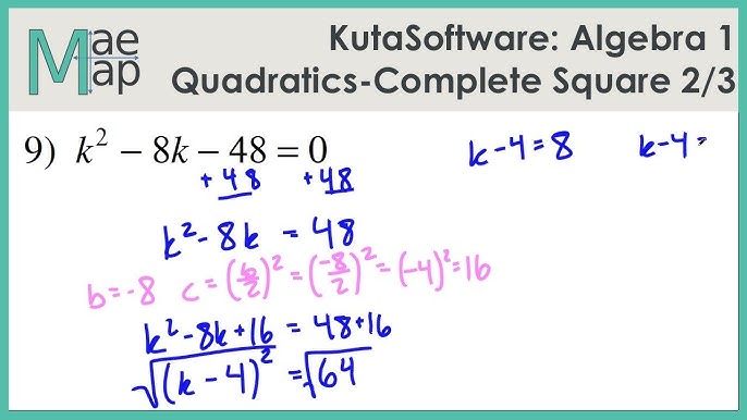 KutaSoftware: Algebra 1- Solving Quadratics By Completing The Square Part 1 - YouTube kutasoftware-algebra-1-solving-quadratics-by-completing-the-square-part-1-youtube