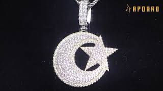 Aporro New Drops Iced Star And Crescent Pendant Collection 925 Sterling Silver