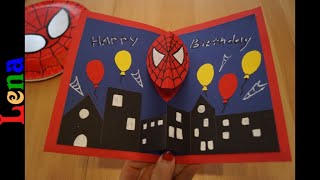 DIY Spiderman Karte zum Geburtstag basteln - Spiderman Birthday card diy -открытка на день рождения