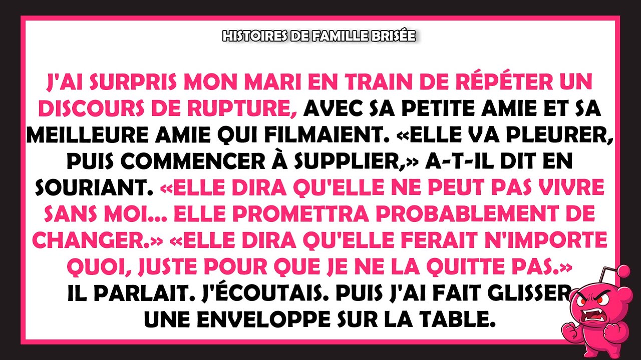 Mon mari répétait un discours de rupture pour m'humilier — alors, je lui ai tendu l'enveloppe...