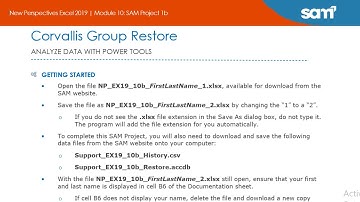 Excel Module 10 SAM Project 1b | New Perspectives Excel 2019 | Corvallis Group Restore