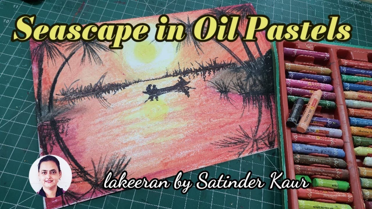Seascape/Sunset in Oil Pastels - YouTube
