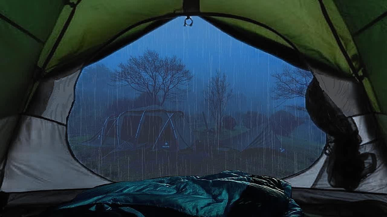 【不眠レス”快眠用雨音”】テントに響く雨と雷の音でぐっすり眠る｜奥行きのある立体サウンド｜瞑想｜集中｜ピンクノイズ｜ホワイトノイズ｜ASMR｜雨音｜雨の音｜睡眠