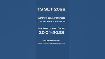 TS SET 2022 - Apply Online for Telangana State Eligibility Test