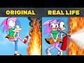 Sonic Helps Save Amy Rose From Firewall - Sonic Original vs Real Life (part 2)
