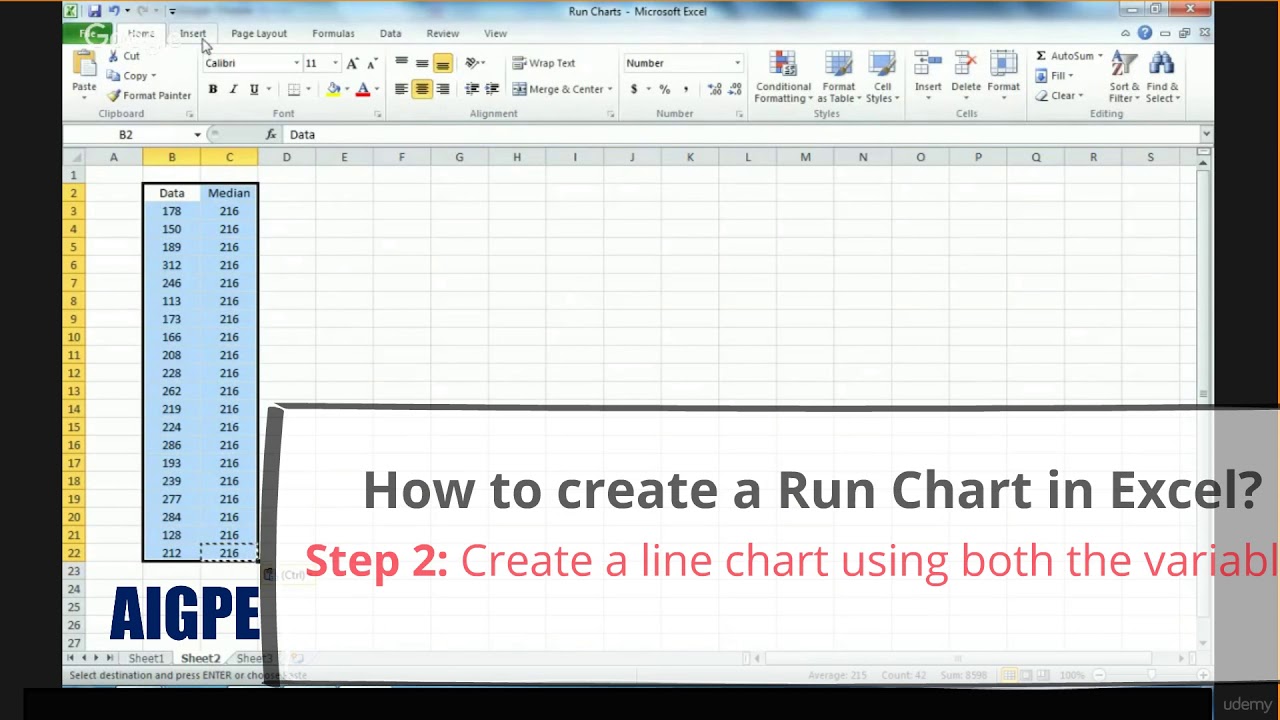 How to create Run Chart using a Spreadsheet Excel - YouTube