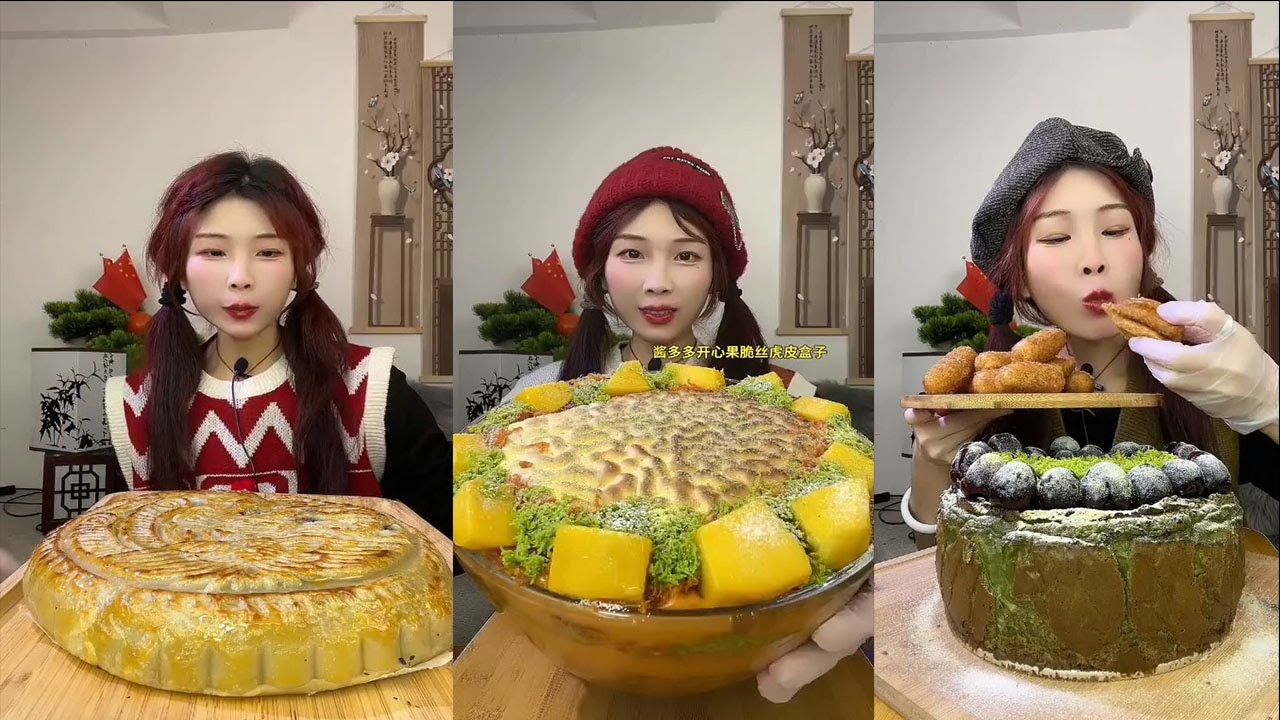 Asmr Crepe Roll Cake, Mochi, Crepe Cake, Container || Kwai Dessert Eating Video