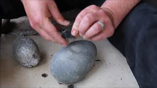Flint knapping techniques: bipolar flake core reduction