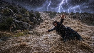 A Powerful Storm in the Zagros Ismat Trapped in Heavy Rain After Collecting Wild Pears