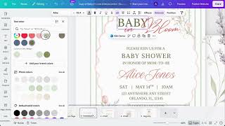 How to Customize This Floral Baby Shower Website Invitation in Canva Baby in Bloom Template Tutorial
