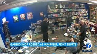 SoCal gaming shop robbed at gunpoint, fight erupts, video shows