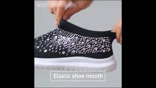 Womens Crystal Breathable Orthopedic Slip On Walking Shoes