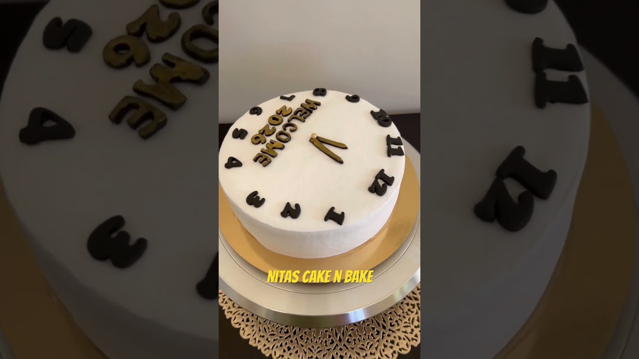 New year clock theme cake design 