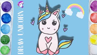 How to draw UNICORN 🦄  Easy drawing and coloring for kids! Funny 🦄🌈