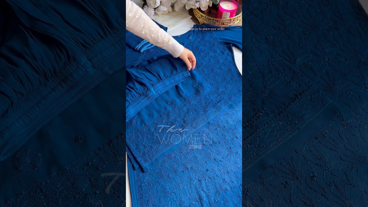 💙3 Piece Chikankari Set | Lucknowi Chikankari Set  