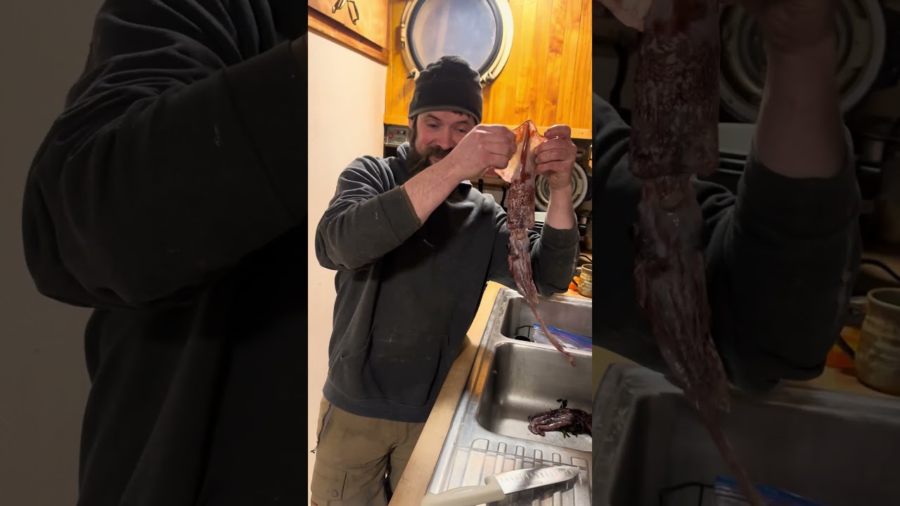 It’s slippery!!! What’s for dinner take 2!🤪 #boatlife #alaskafishing #squid