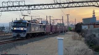 東海道線貨物 2080レ EF210牽引 東淀川駅~吹田駅間 警笛有