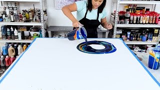 I Did It! - Going BIG! - Gorgeous Acrylic Painting in Beautiful Blues! - Fluid Art - Acrylic Pouring