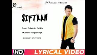 Siftaan | balwinder babblu new punjabi song 2019 sj record