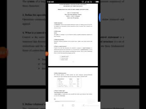 PROBLEM SOLVING USING PYTHON MODEL QUESTION PAPER, PART - A