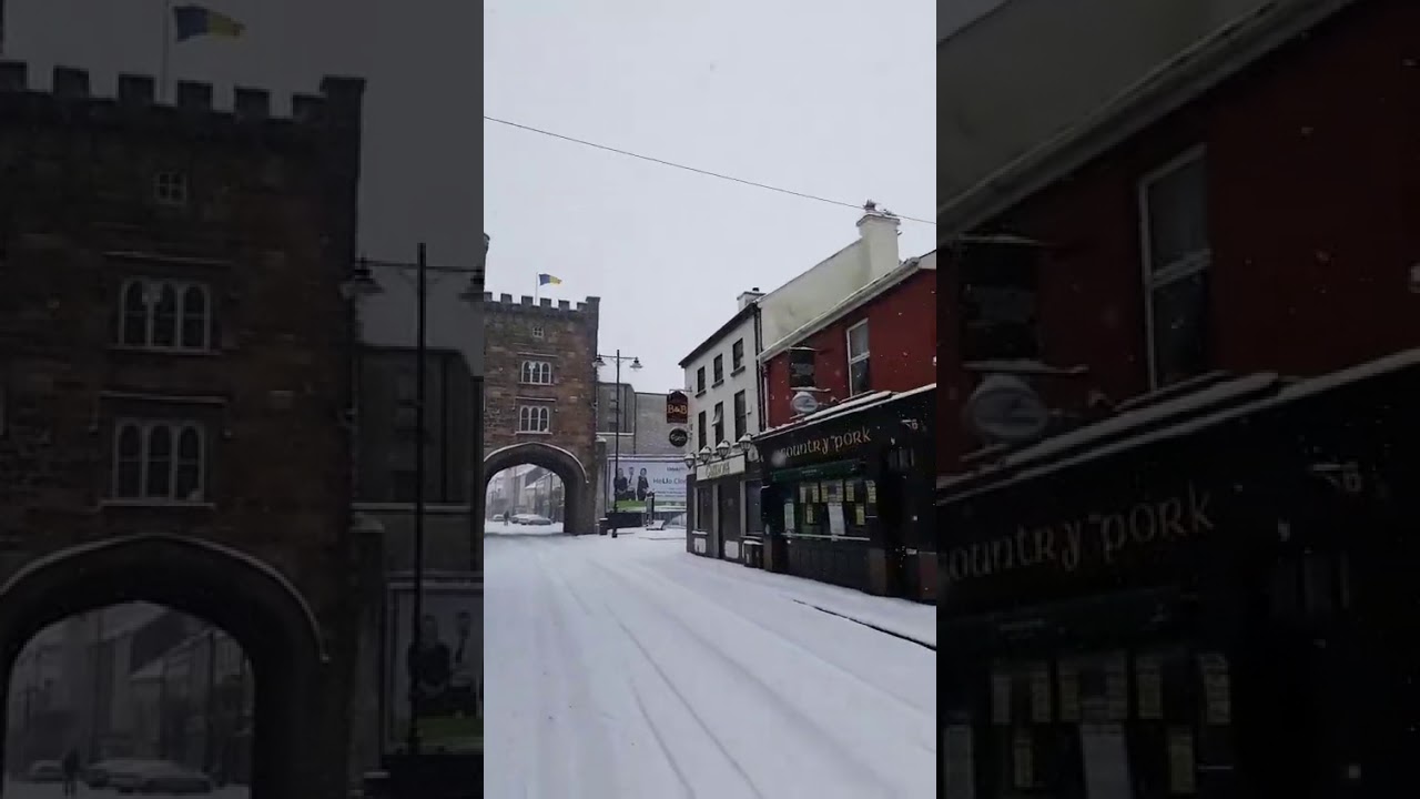 West Gate and Irishtown Clonmel during the snow on