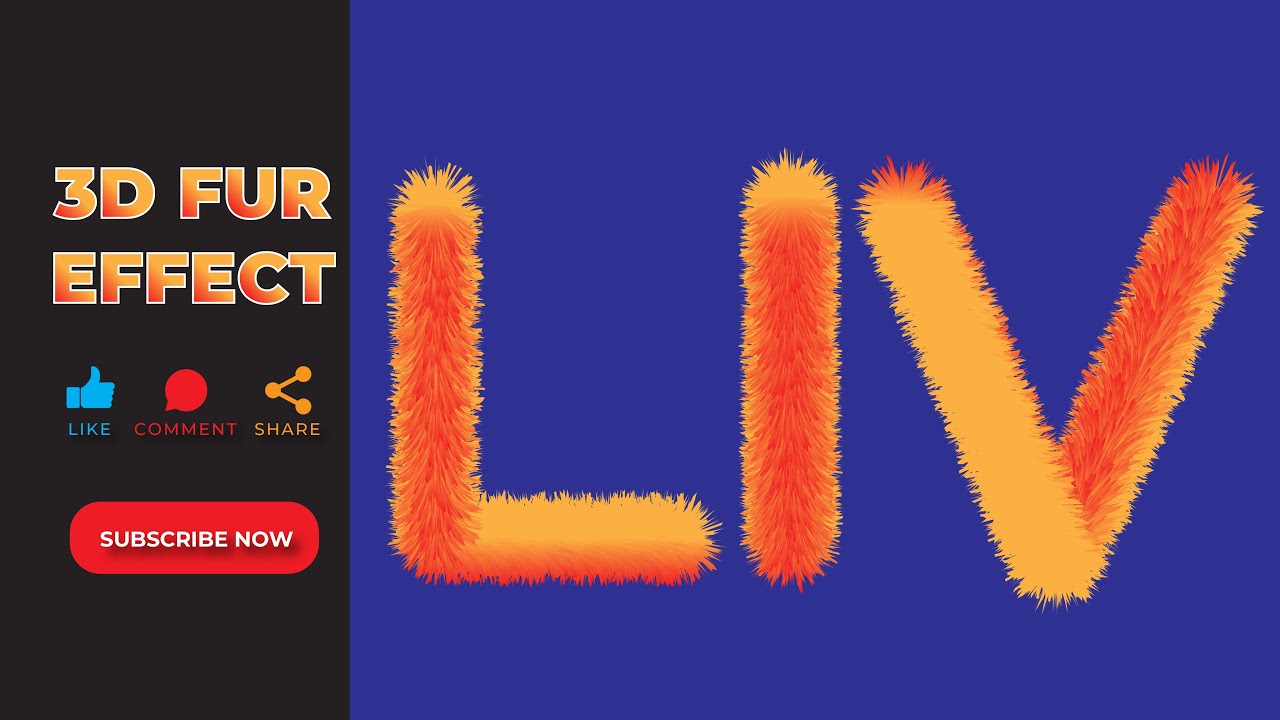 How to Create a 3D Fur Effect in Adobe Illustrator Tutorial - YouTube