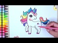 Cómo dibujar un Unicornio 🌈 How to draw Unicorn Rainbow Unicorn Glitter coloring and drawing