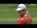 Golfer faces telling off from mum after throwing his putter into a pond
