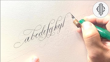 Copperplate Script Alfabet AZ in realtime (schuine pennenhouder)