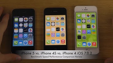 iPhone 5 iOS 7.0.2 vs. iPhone 4S iOS 7.0.2 vs. iPhone 4 iOS 7.0.2 - Benchmark Speed Review