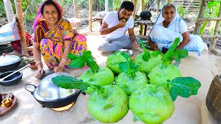 মাঠের টাটকা ওলকপি দিয়ে ইলিশ মাথা সঙ্গে ঘটকচুর শাক রান্না | Farm fresh vegetables recipe | villfood