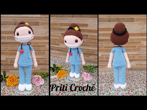 Boneca Enfermeira amigurumi
